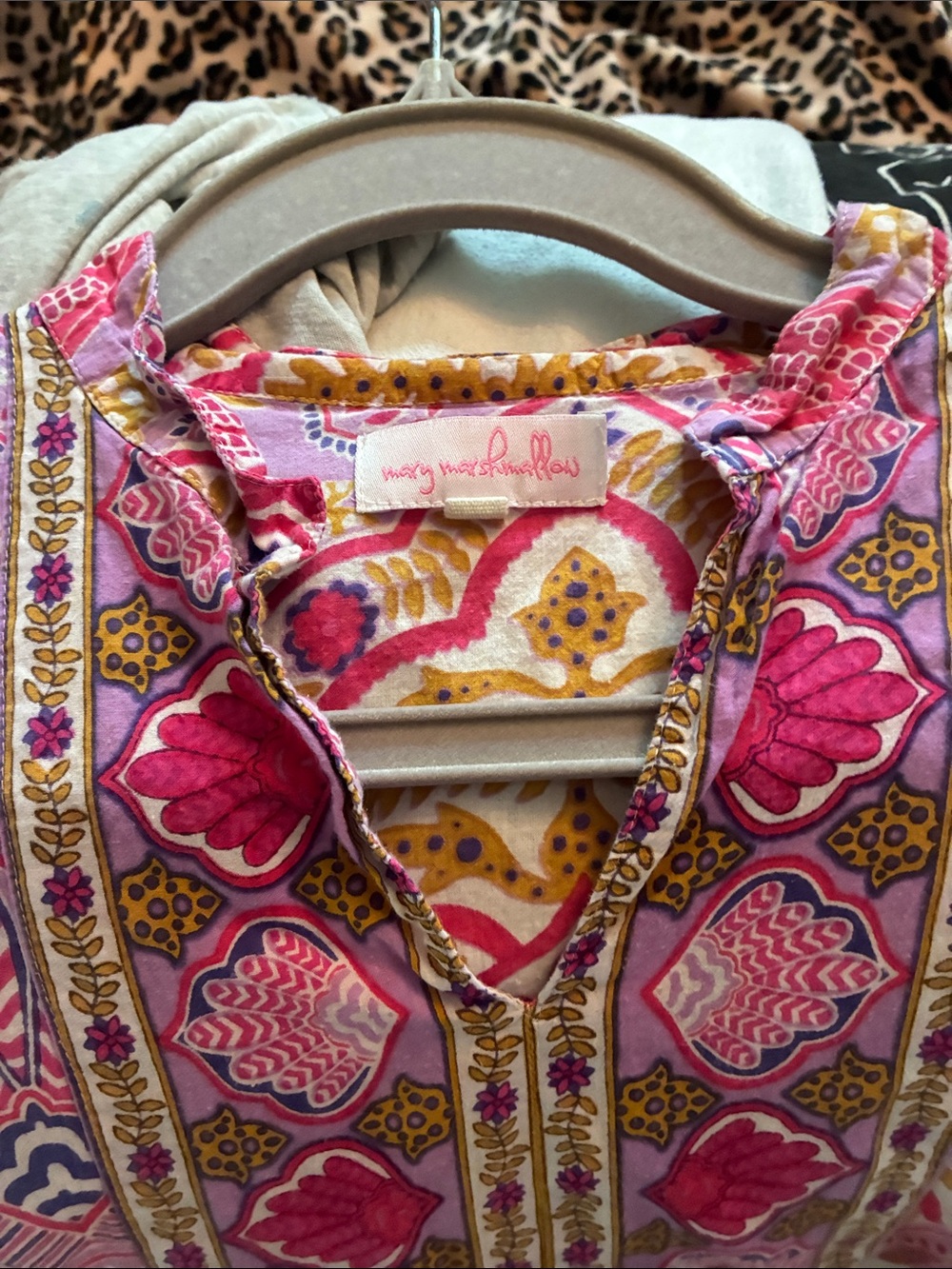 Mary marshmallow Pink & Gold Paisley Tunic Dress - Picture 6 of 6
